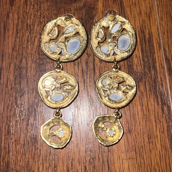 Park Lane Vintage 80s Earrings Gold Multicolor Rhinestones Earrings - Picture 3 of 3